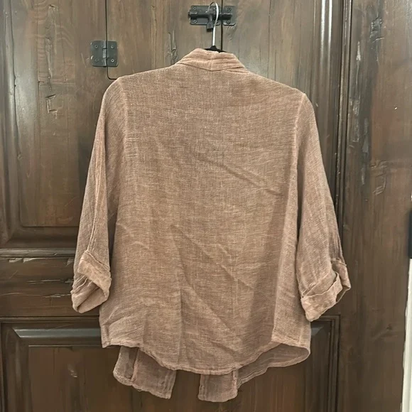 Meo Meli brown Cardigan with Draped Sleeves and Soft linen - Picture 6 of 6